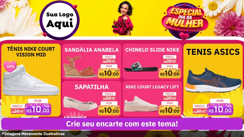 Modelo de TV para TV Horizontal com o tema Especial Dia da Mulher para Calçados