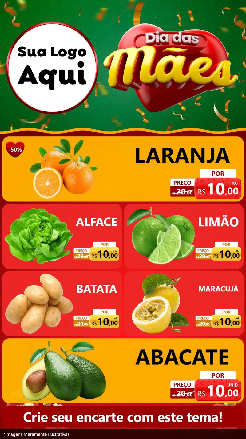 Modelo de TV para TV Vertical com o tema Dia das Mães para Hortifrúti
