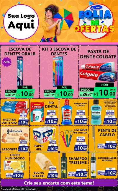 Modelo de Encarte para Encarte Grande com o tema Folia de Ofertas para Higiene Pessoal