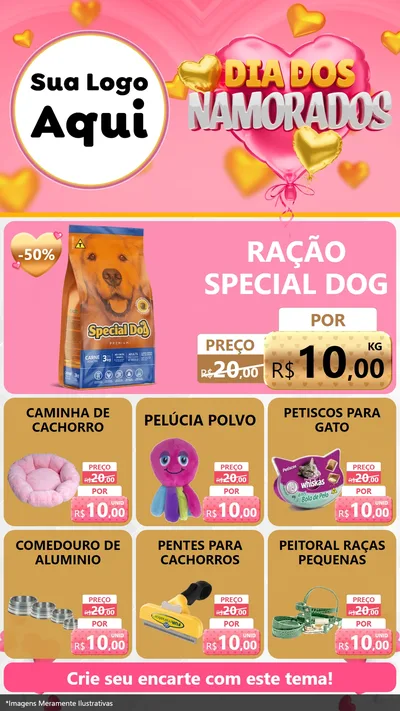 Modelo de Rede Social para Stories com o tema Dia dos Namorados para Pet Shop