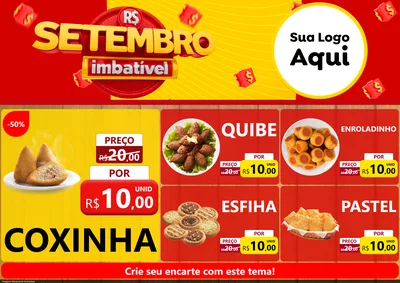 Modelo de Encarte para Encarte A4 Horizontal com o tema Setembro Imbatível para Salgadaria