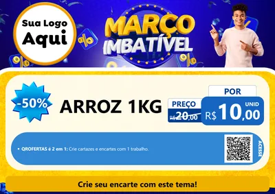 Modelo de Cartaz para Cartaz A4 Horizontal com o tema Março Imbatível para Supermercado