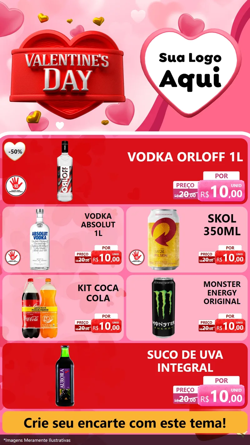 Modelo de TV para TV Vertical com o tema Valentine's Day para Distribuidora de bebidas