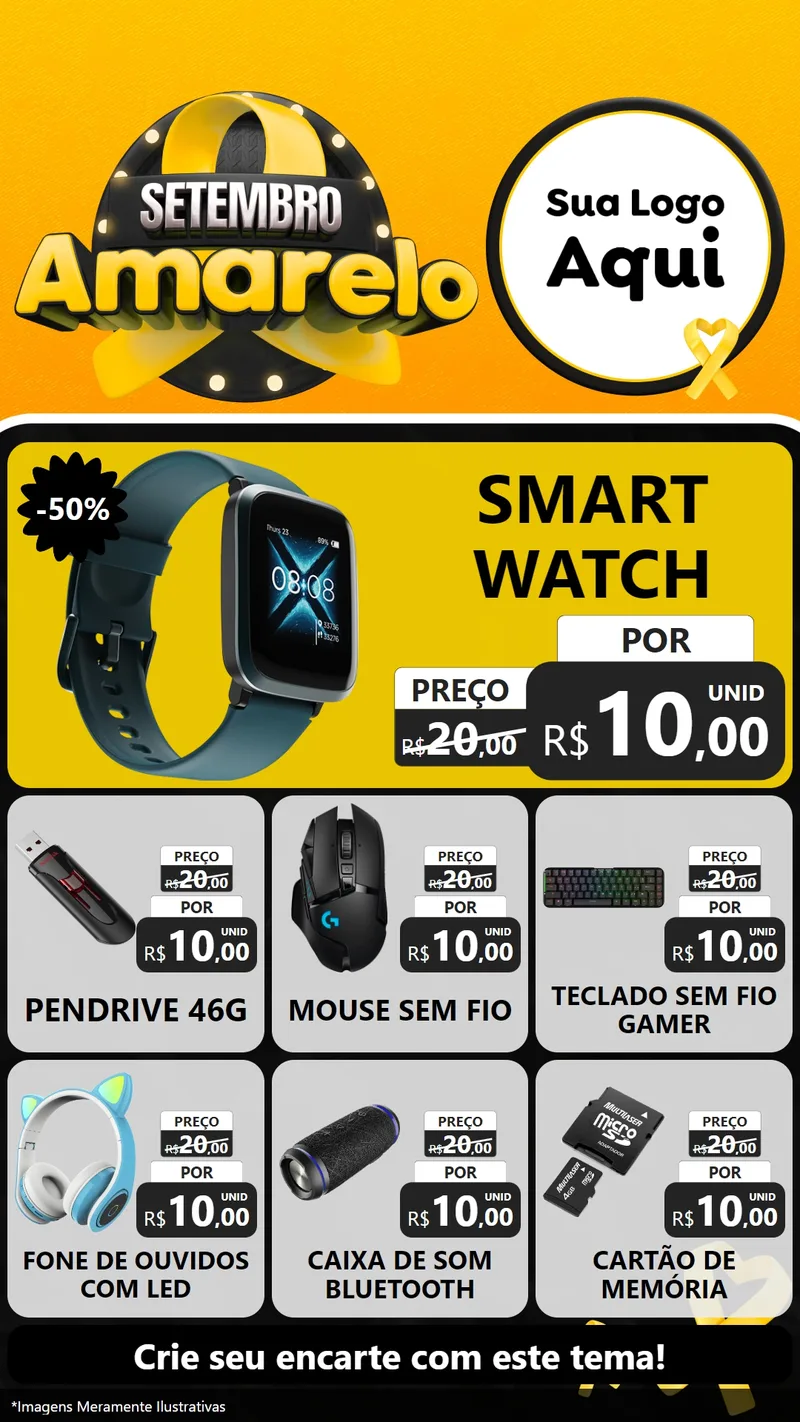 Modelo de Rede Social para Stories com o tema Setembro Amarelo para Informática