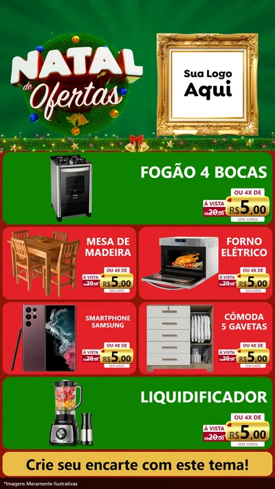 Modelo de TV para TV Vertical com o tema Natal de Ofertas para Móveis e Eletro