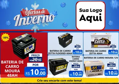 Modelo de Encarte para Encarte A4 Horizontal com o tema Ofertas de Inverno para Baterias Elétricas