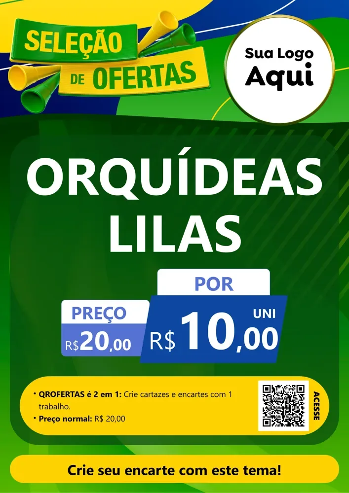 Modelo de Cartaz para Cartaz A4 Vertical com o tema Seleção de Ofertas - Copa para Floricultura e jardim