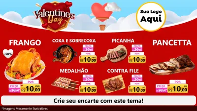 Modelo de TV para TV Horizontal com o tema Valentine's Day para Assados