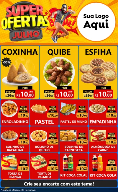 Modelo de Encarte para Encarte Grande com o tema Super Ofertas Julho para Salgadaria