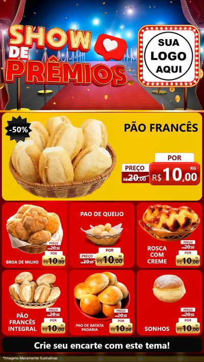 Modelo de Rede Social para Stories com o tema Show de Prêmios para Padaria