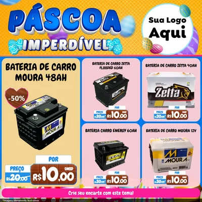 Modelo de Rede Social para Feed Facebook com o tema Páscoa Imperdível para Baterias Elétricas