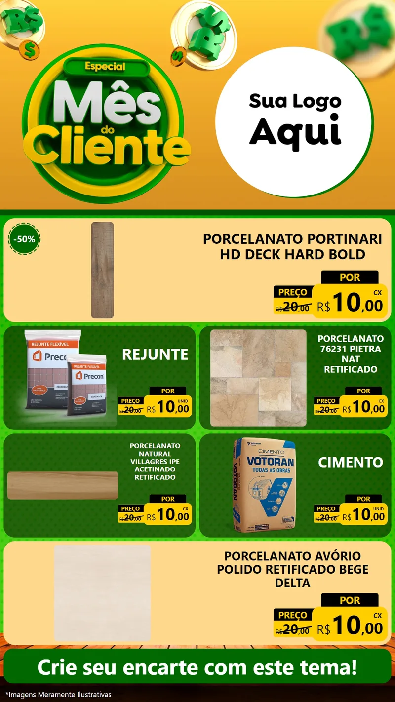 Modelo de TV para TV Vertical com o tema Especial Mês do Cliente para Pisos e revestimentos