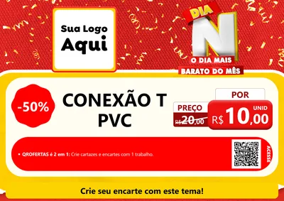 Modelo de Cartaz para Cartaz A4 Horizontal com o tema Dia N o Dia Mais Barato do Mês para Tubos e conexões