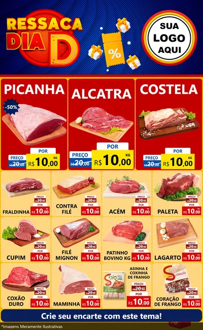 Modelo de Encarte para Encarte Grande com o tema Ressaca Dia D para Açougue