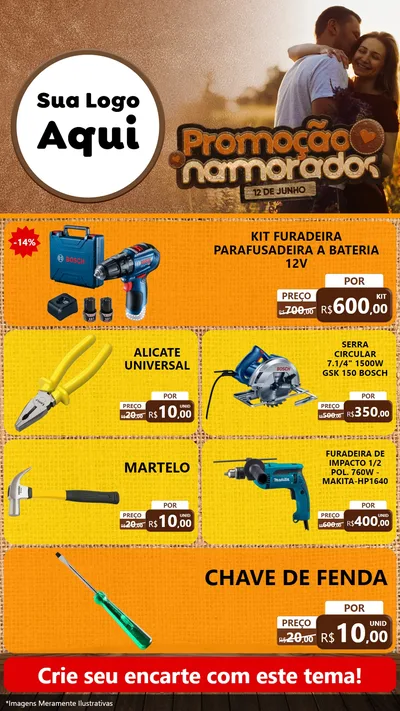Modelo de TV para TV Vertical com o tema Promoção Namorados para Maquinas e Ferramentas