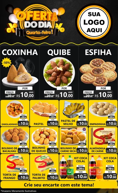 Modelo de Encarte para Encarte Grande com o tema Oferta do Dia - Quarta Feira! para Salgadaria