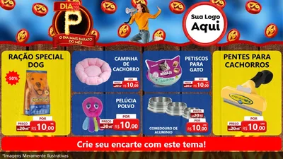 Modelo de TV para TV Horizontal com o tema Dia P - O Dia Mais Barato Do Mês para Pet Shop