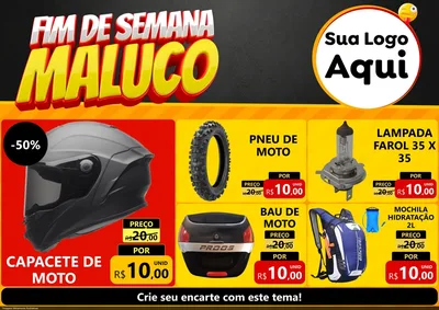 Modelo de Encarte para Encarte A4 Horizontal com o tema Final de Semana Maluco para Moto peças