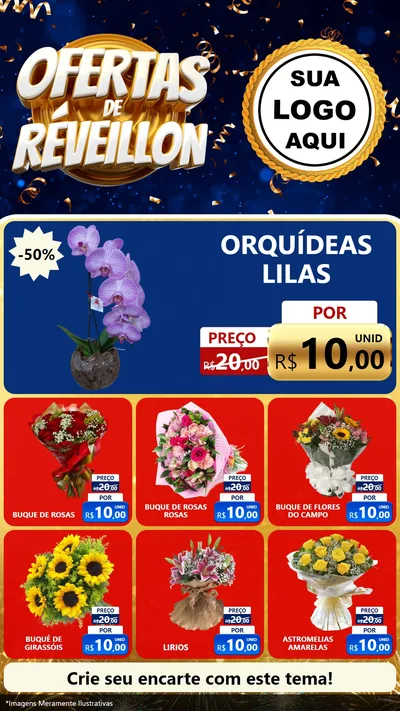 Modelo de Rede Social para Stories com o tema Ofertas de Réveillon para Floricultura e jardim