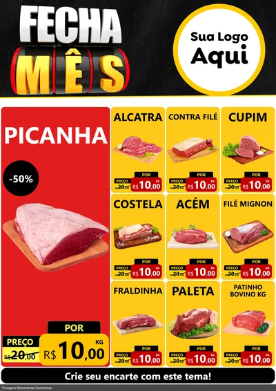 Modelo de Encarte para Encarte A4 Vertical com o tema Fecha Mês para Açougue