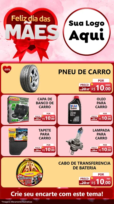 Modelo de TV para TV Vertical com o tema Feliz Dia Das Mães para Auto peças
