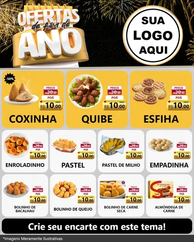 Modelo de Rede Social para Feed Instagram com o tema Ofertas de Fim de Ano para Salgadaria