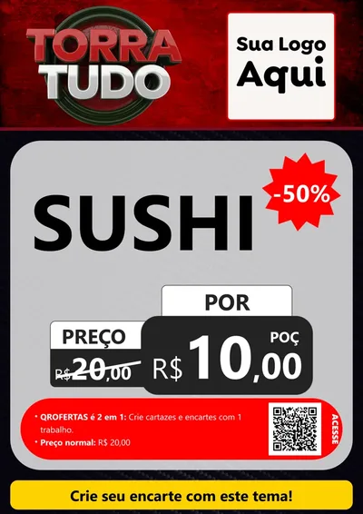 Modelo de Cartaz para Cartaz A4 Vertical com o tema Torra Tudo para Comida japonesa