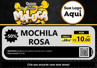 Modelo de Cartaz para Cartaz A4 Horizontal com o tema Quinta e Sexta Maluca para Papelaria