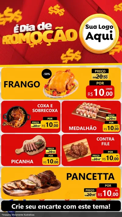 Modelo de TV para TV Vertical com o tema É Dia De Promoção para Assados