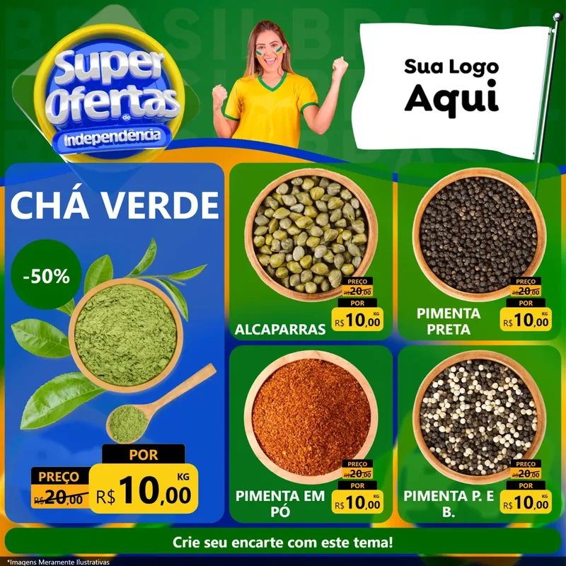 Modelo de Rede Social para Feed Facebook com o tema Super Ofertas de Independência para Produtos Naturais
