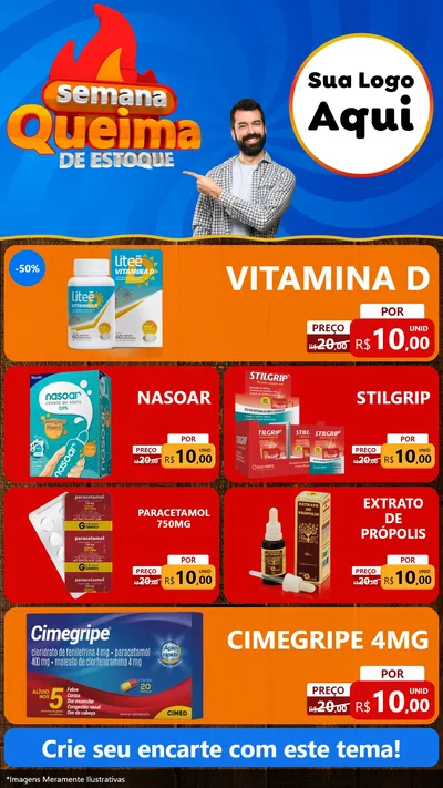 Modelo de TV para TV Vertical com o tema Semana Queima de Estoque para Farmácia