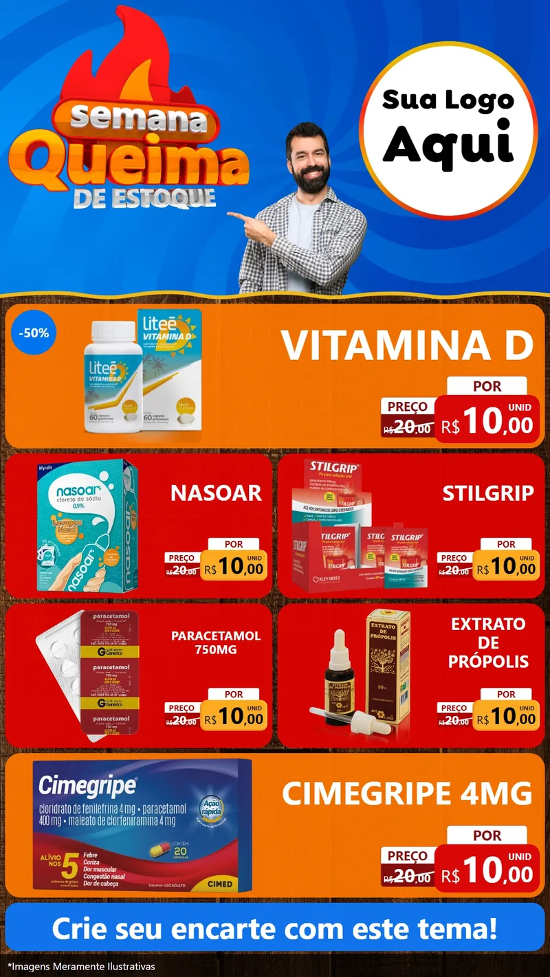 Modelo de TV para TV Vertical com o tema Semana Queima de Estoque para Farmácia