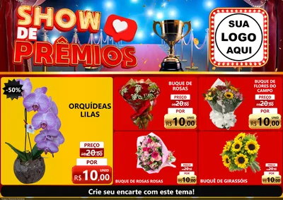 Modelo de Encarte para Encarte A4 Horizontal com o tema Show de Prêmios para Floricultura e jardim