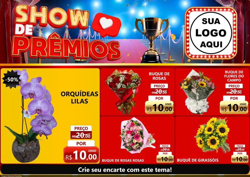 Modelo de Encarte para Encarte A4 Horizontal com o tema Show de Prêmios para Floricultura e jardim