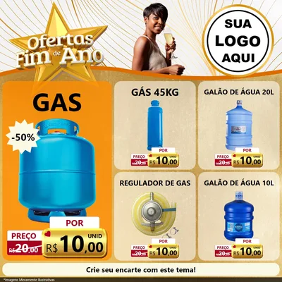 Modelo de Rede Social para Feed Facebook com o tema Ofertas Fim de Ano para Água e gás