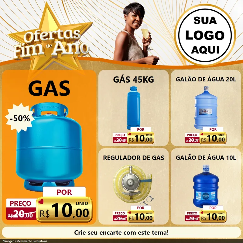 Modelo de Rede Social para Feed Facebook com o tema Ofertas Fim de Ano para Água e gás