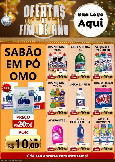 Modelo de Encarte para Encarte A4 Vertical com o tema Ofertas de Fim de Ano para Produtos de Limpeza