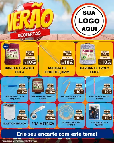 Modelo de Rede Social para Feed Instagram com o tema Verão de Ofertas para Armarinho e Aviamentos