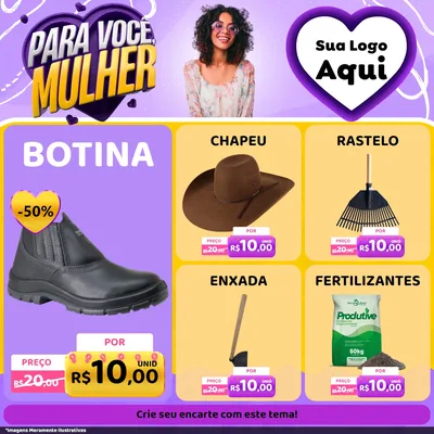 Modelo de Rede Social para Feed Facebook com o tema Para Você, Mulher para Agropecuária
