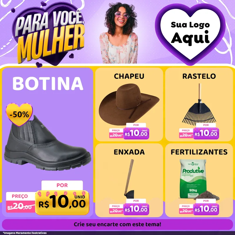Modelo de Rede Social para Feed Facebook com o tema Para Você, Mulher para Agropecuária