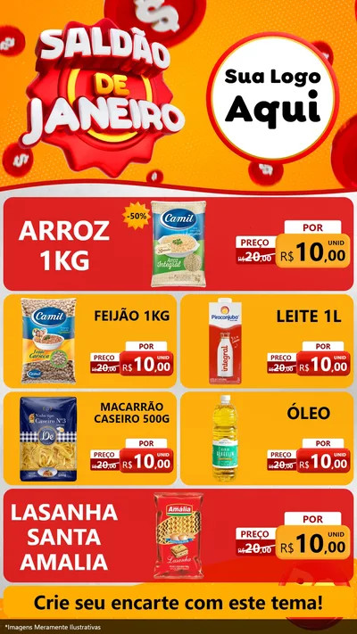 Modelo de TV para TV Vertical com o tema Saldão de Janeiro para Supermercado