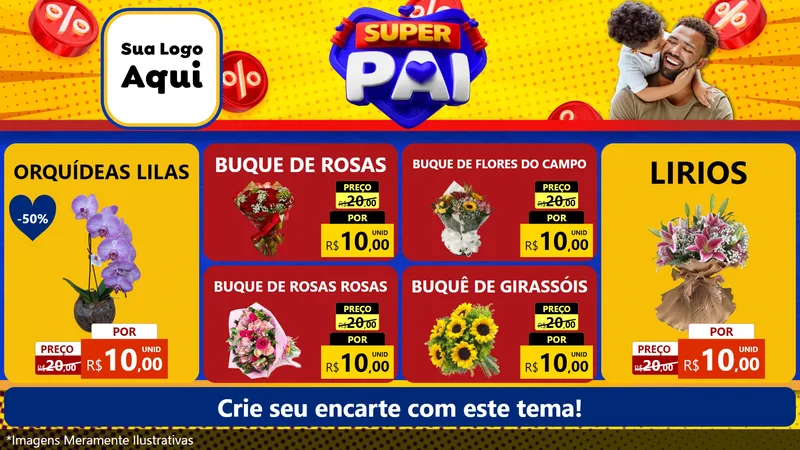 Modelo de TV para TV Horizontal com o tema Super Pai para Floricultura e jardim