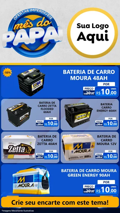Modelo de TV para TV Vertical com o tema Ofertas Imperdíveis Mês Do Papai para Baterias Elétricas