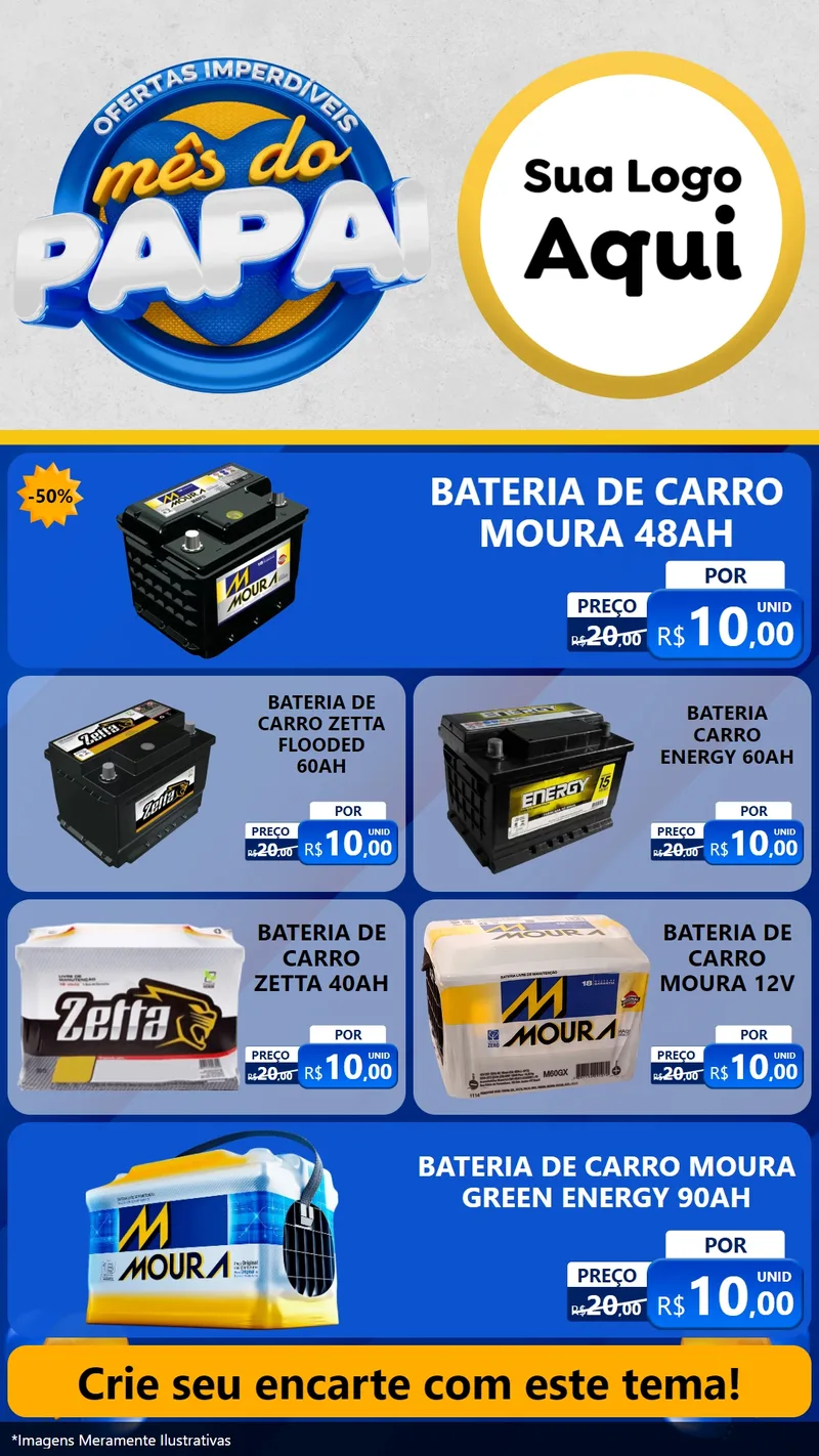Modelo de TV para TV Vertical com o tema Ofertas Imperdíveis Mês Do Papai para Baterias Elétricas