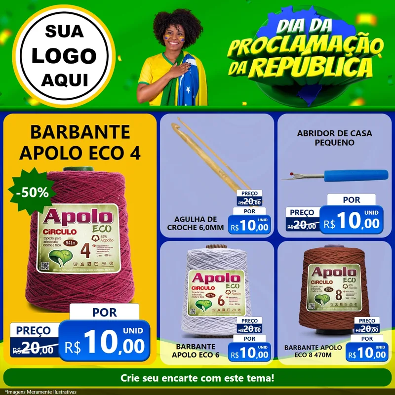 Modelo de Rede Social para Feed Facebook com o tema Dia Da Proclamação Da República para Armarinho e Aviamentos