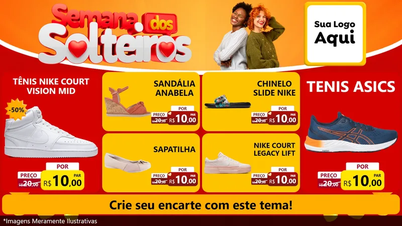 Modelo de TV para TV Horizontal com o tema Semana dos Solteiros para Calçados