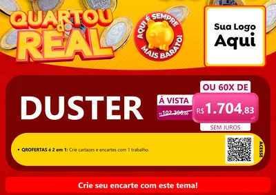 Modelo de Cartaz para Cartaz A4 Horizontal com o tema Quartou do Real para Concessionaria de Carros