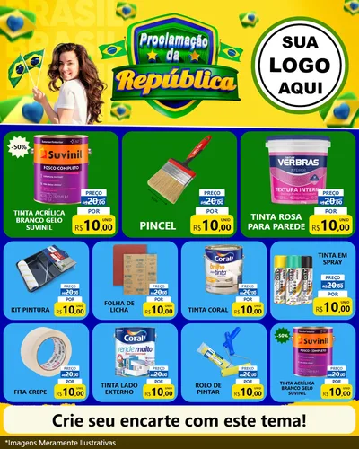 Modelo de Rede Social para Feed Instagram com o tema Proclamação da República para Tintas e Ferramentas