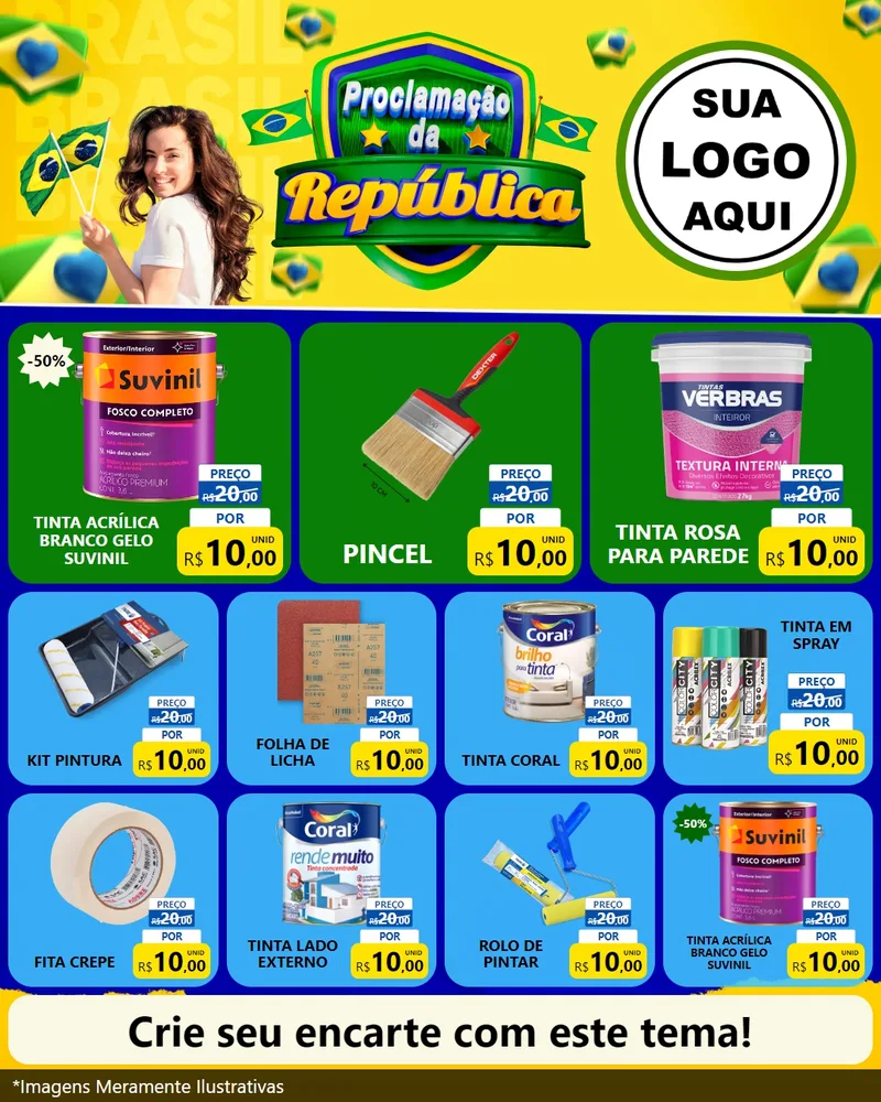 Modelo de Rede Social para Feed Instagram com o tema Proclamação da República para Tintas e Ferramentas