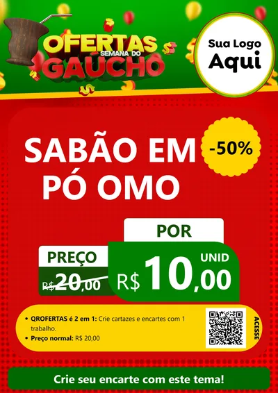 Modelo de Cartaz para Cartaz A4 Vertical com o tema Ofertas Semana Do Gaúcho para Produtos de Limpeza